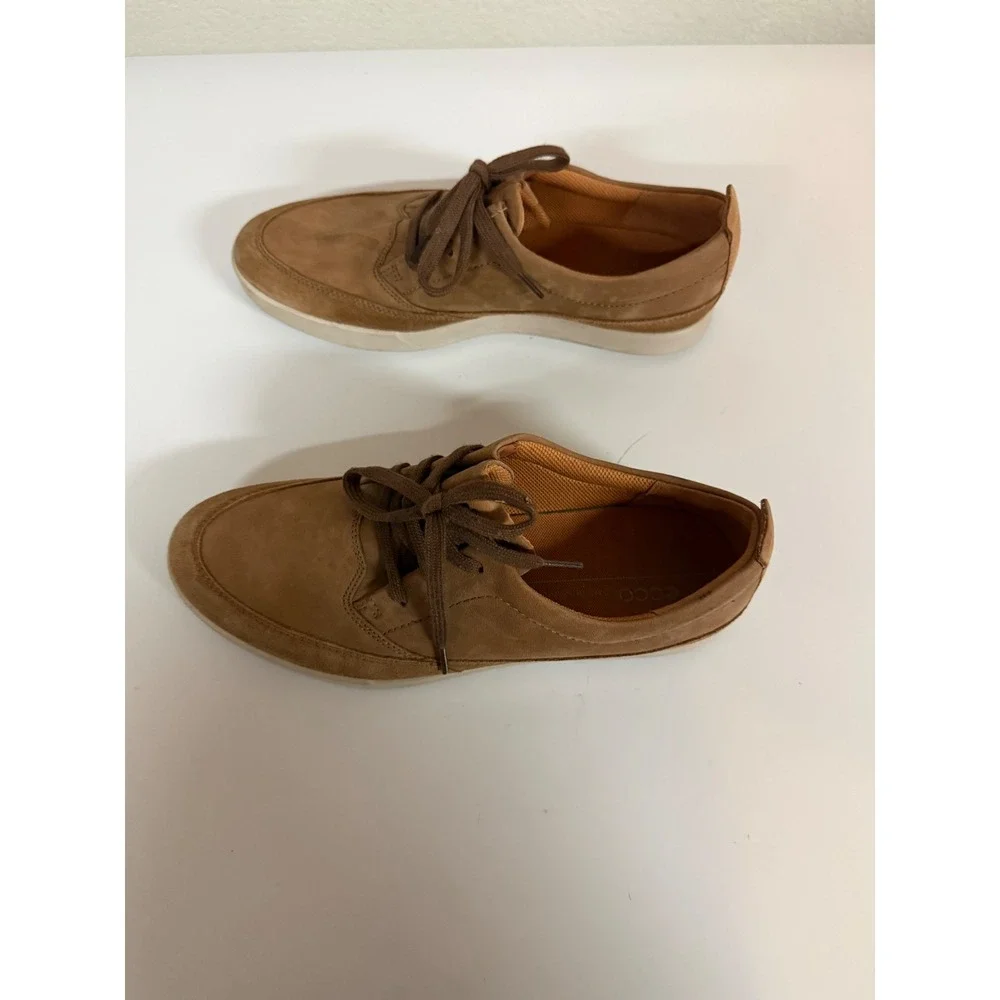 ECCO Soft 7 Mens Cognac Brown Leather Suede Low Top Sneakers 42 US 8